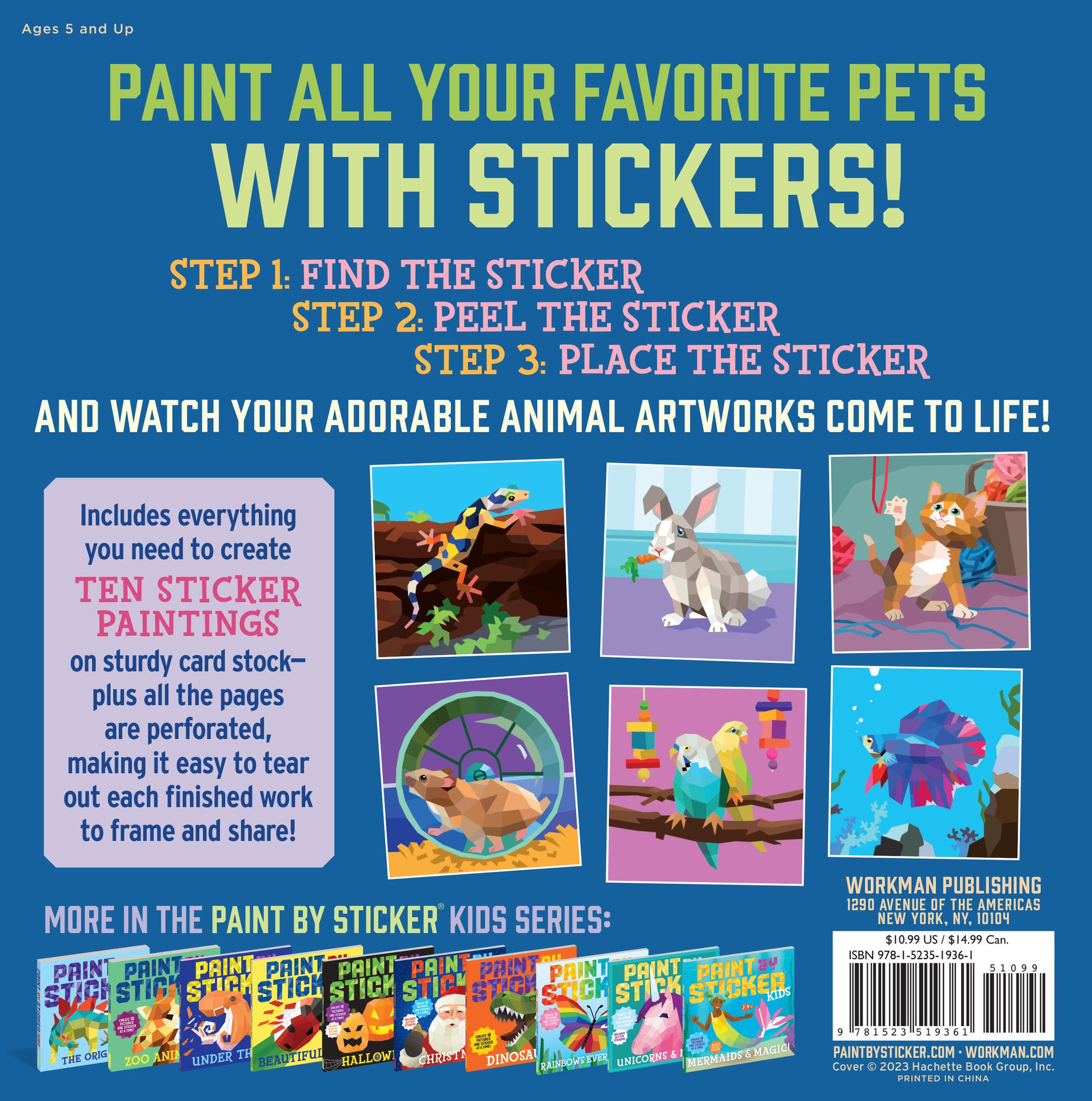 Paint by Sticker Kids (Official): Pets: Create 10 Pictures One Sticker at a Time!