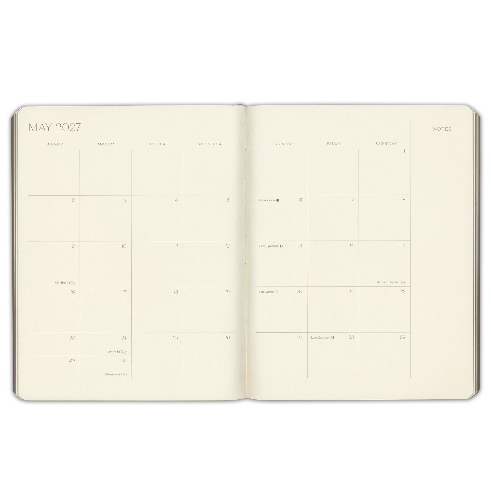 2026-2027 Paper Source Black Leather 18-Month Monthly Desk Planner