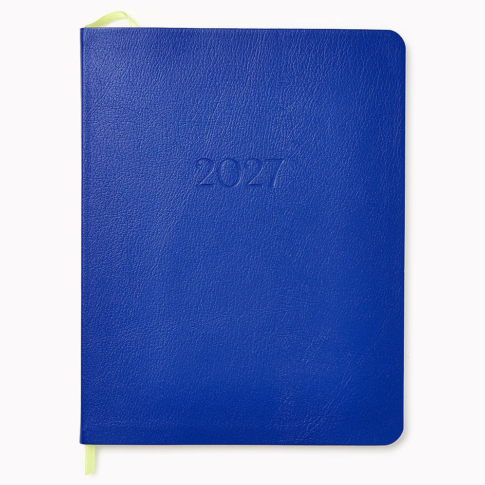 2026-2027 Paper Source Cobalt Blue Leather 18-Month Monthly Desk Planner