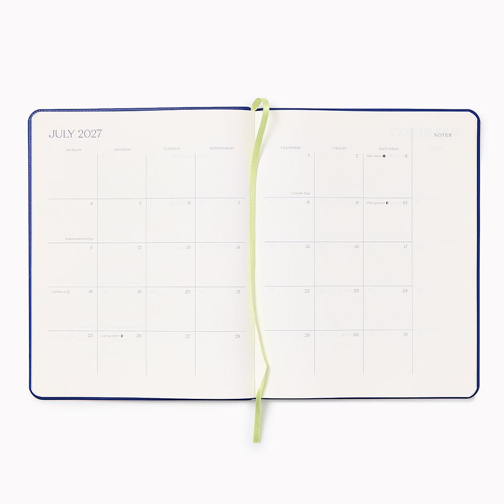 2026-2027 Paper Source Cobalt Blue Leather 18-Month Monthly Desk Planner