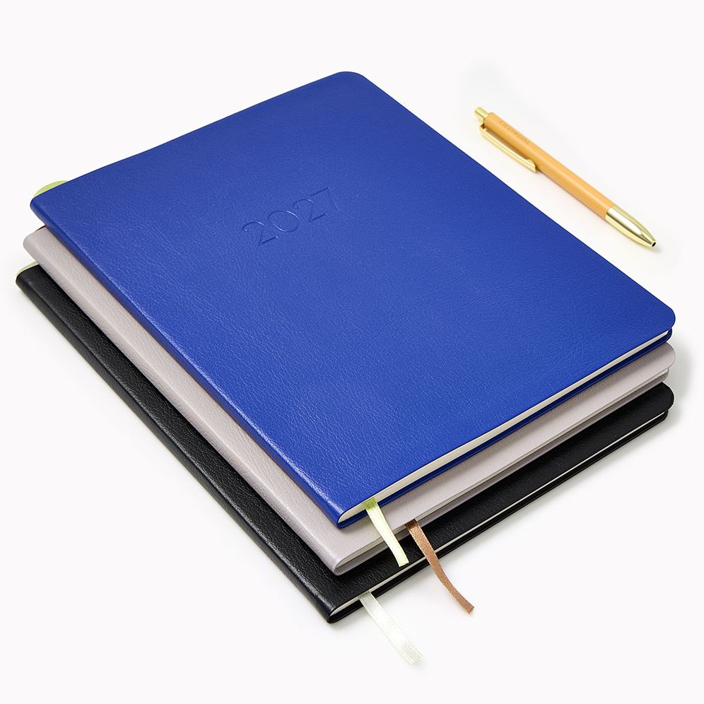 2026-2027 Paper Source Cobalt Blue Leather 18-Month Monthly Desk Planner