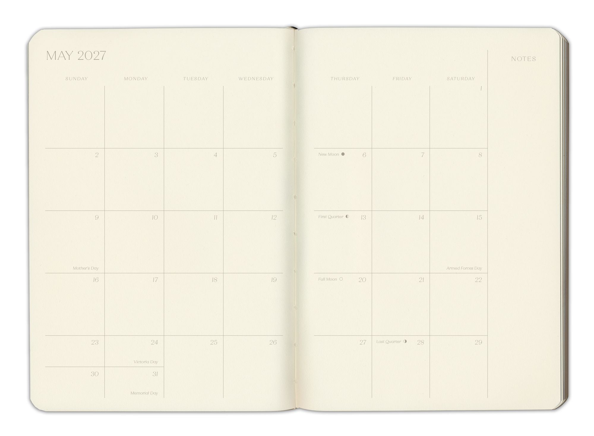 2026-2027 Paper Source Gray Lilac Leather 18-Month Monthly Pocket Planner