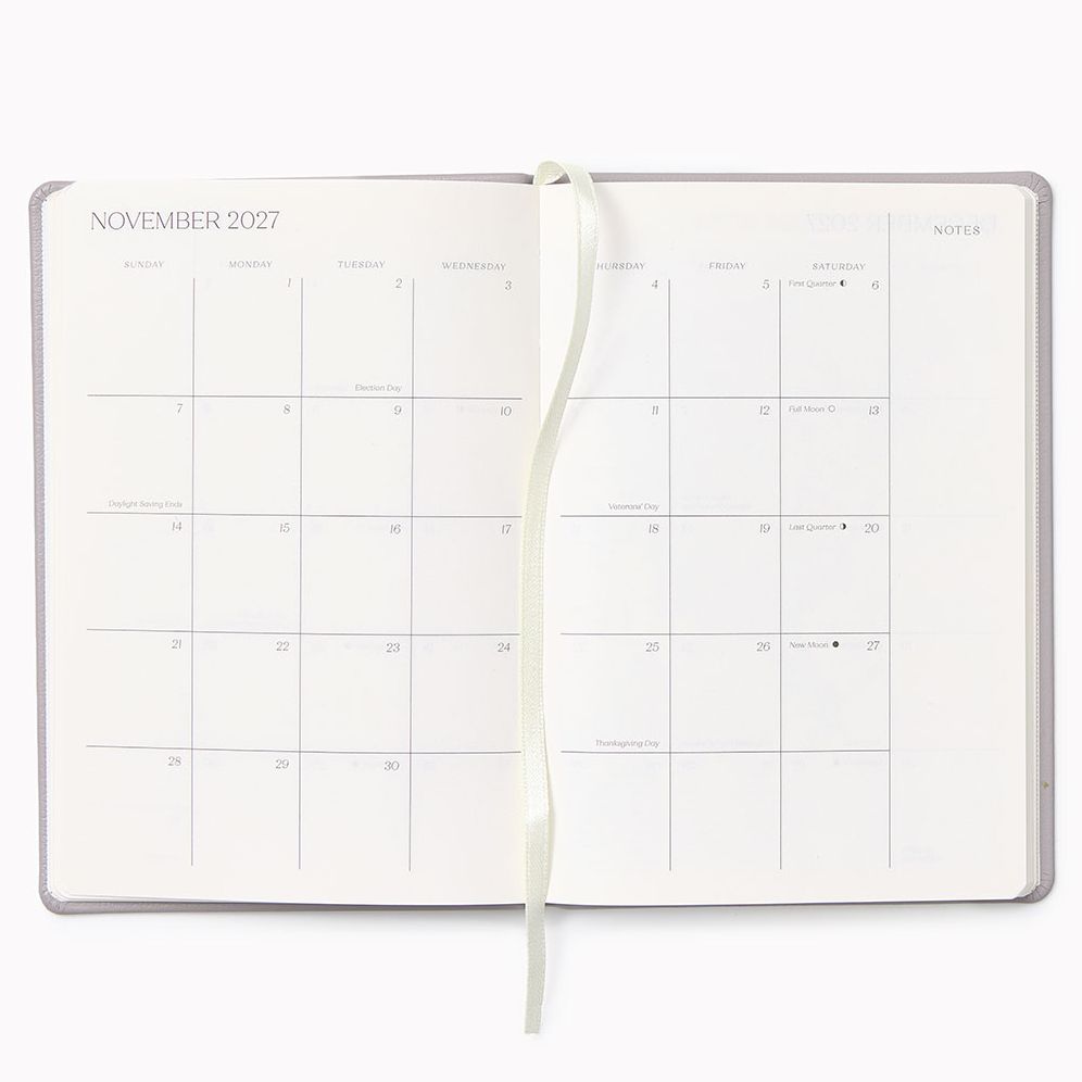 2026-2027 Paper Source Gray Lilac Leather 18-Month Monthly Pocket Planner