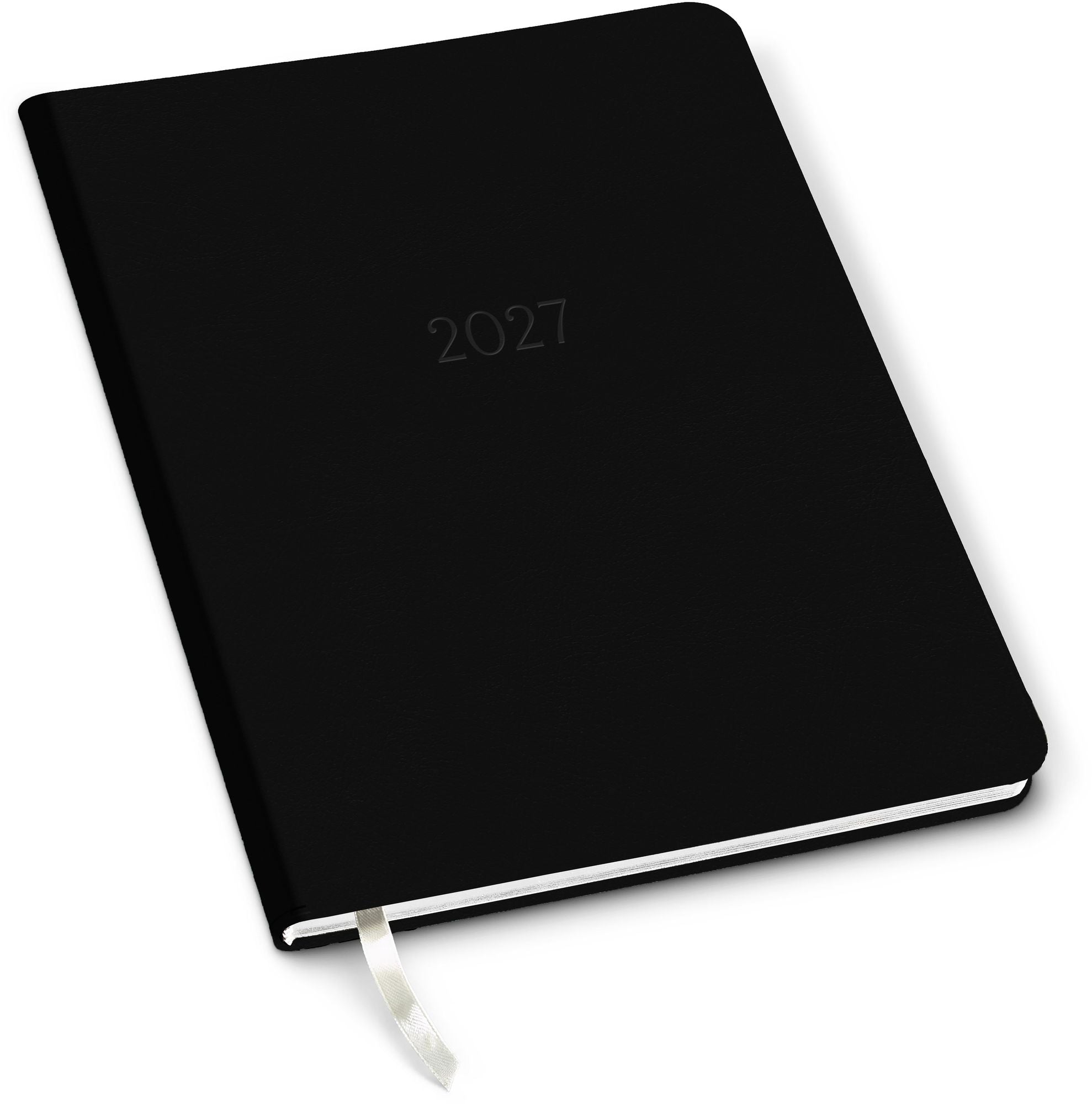 2026-2027 Paper Source Black Leather 18-Month Weekly Desk Planner