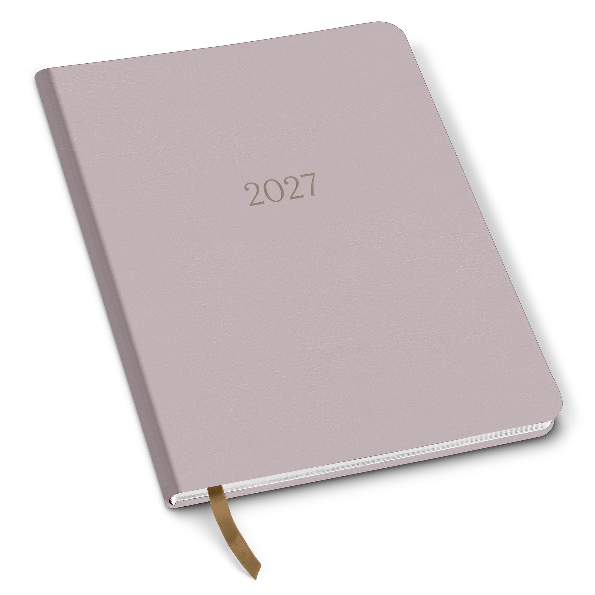 2026-2027 Paper Source Gray Lilac Leather 18-Month Weekly Desk