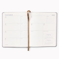 2026-2027 Paper Source Gray Lilac Leather 18-Month Weekly Desk Planner