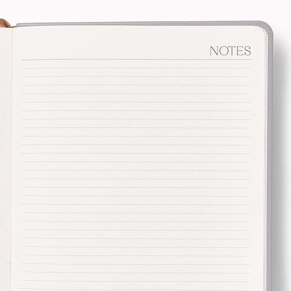 2026-2027 Paper Source Gray Lilac Leather 18-Month Weekly Desk Planner