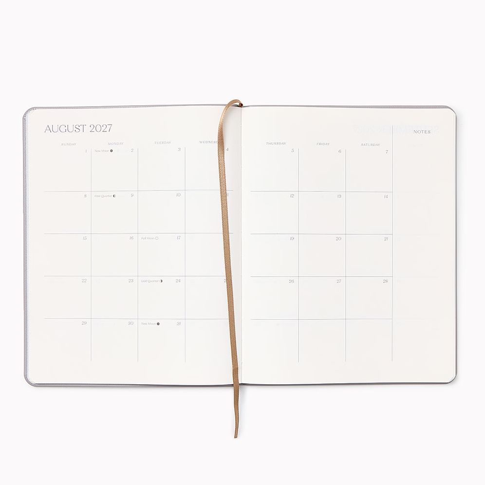 2026-2027 Paper Source Gray Lilac Leather 18-Month Monthly Desk Planner