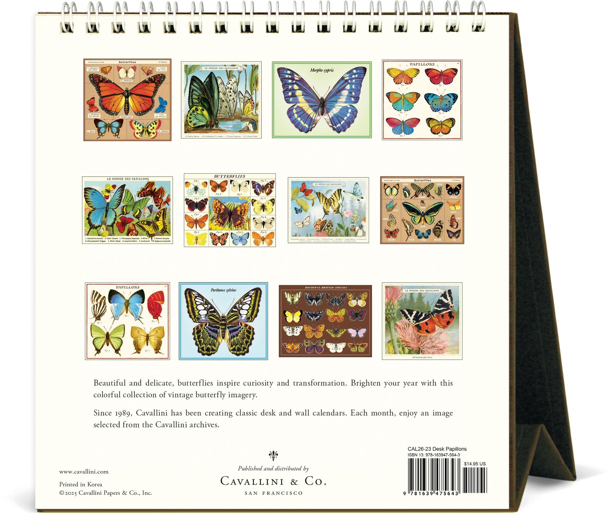 2026 Cavallini Butterflies Desk Calendar