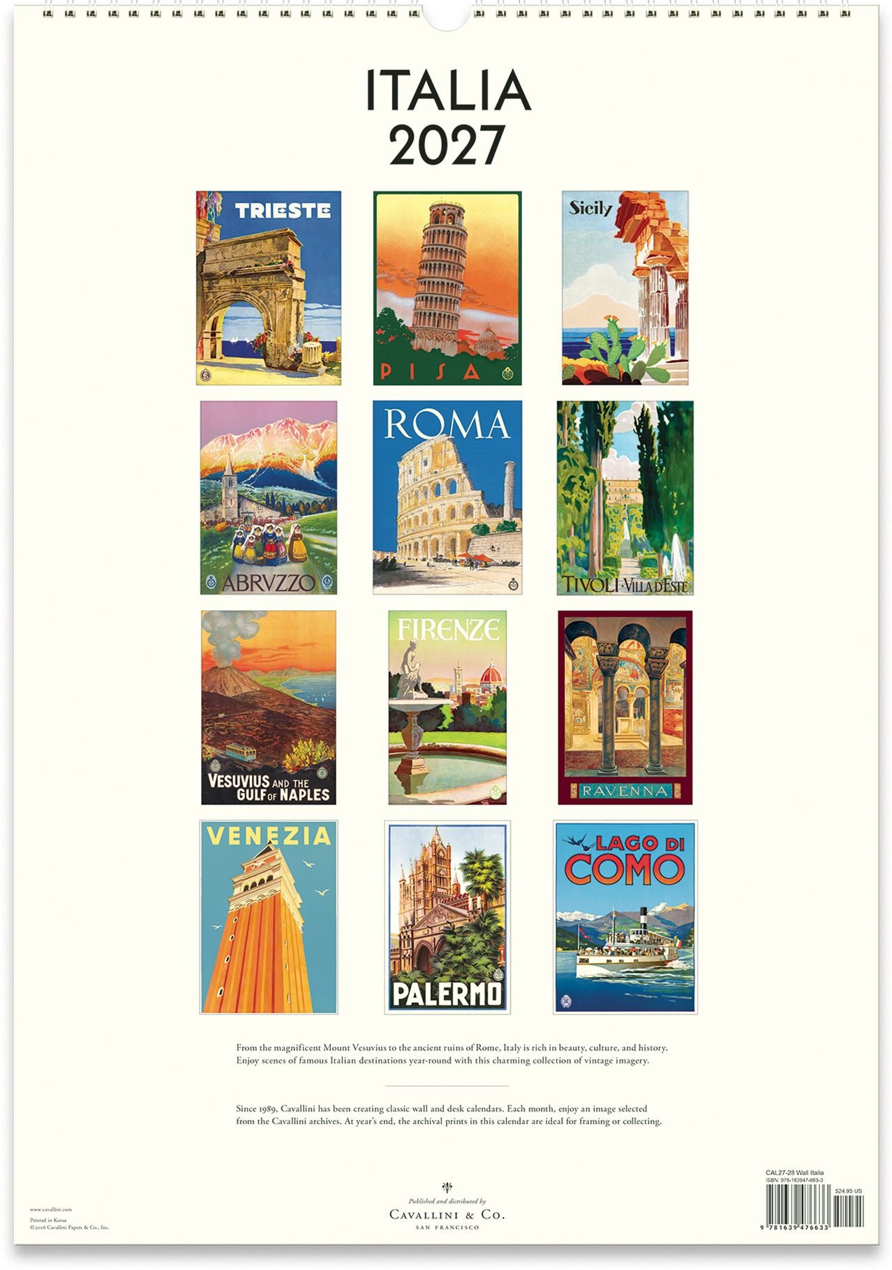 2027 Italia Wall Calendar