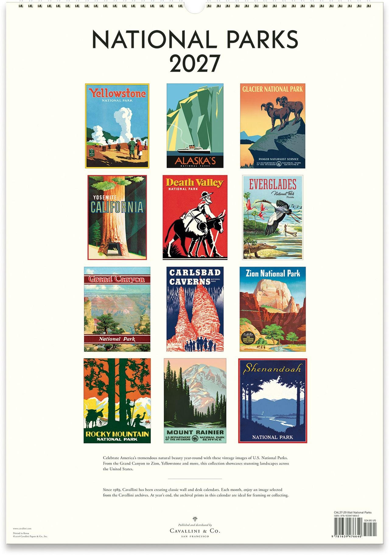 2027 National Parks Wall Calendar