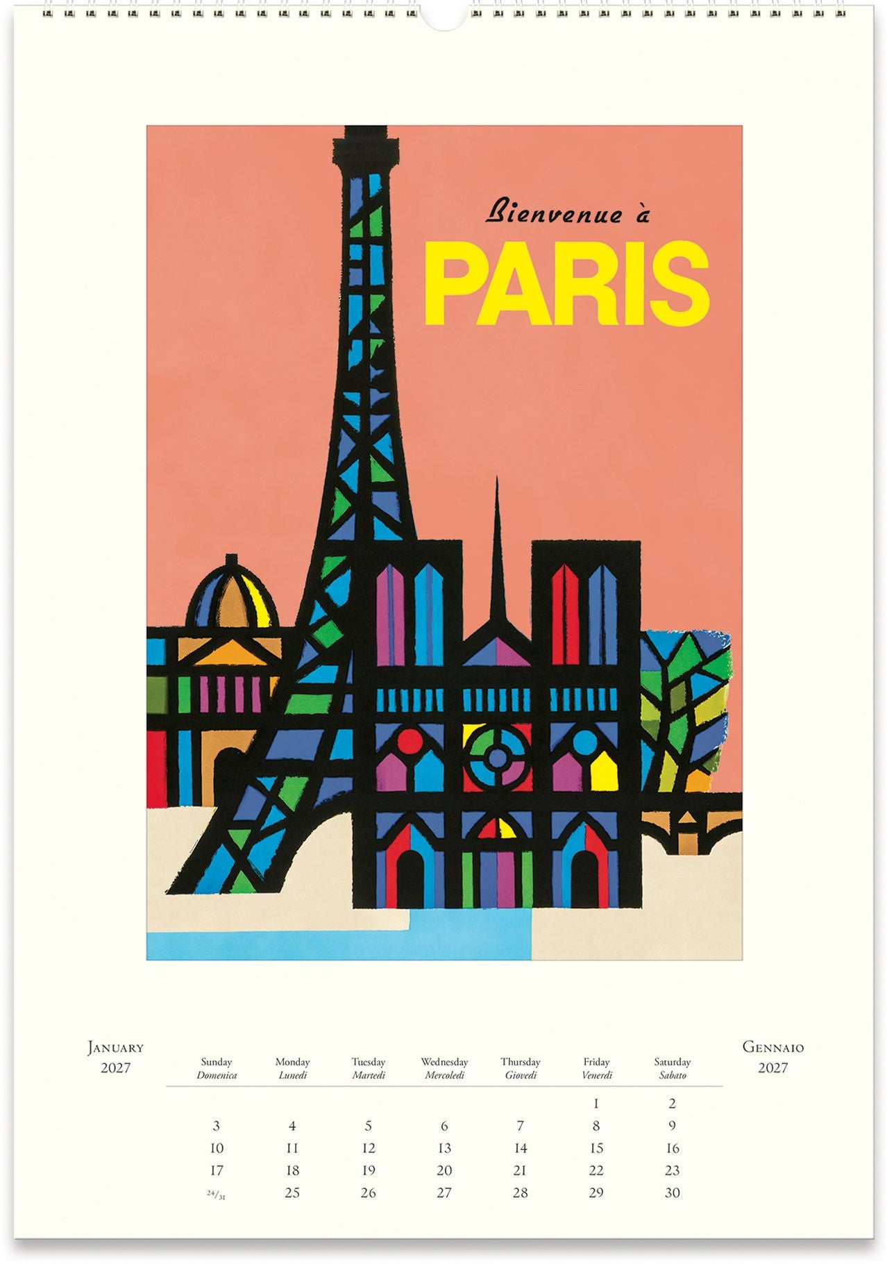 2027 Paris Wall Calendar