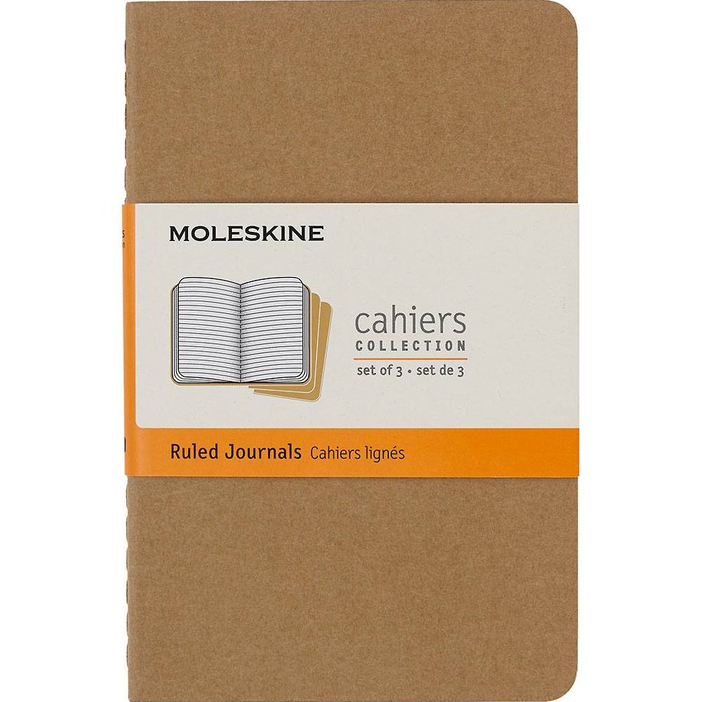 Moleskine Cahier Journal (Set of 3), Pocket, Ruled, Kraft Brown
