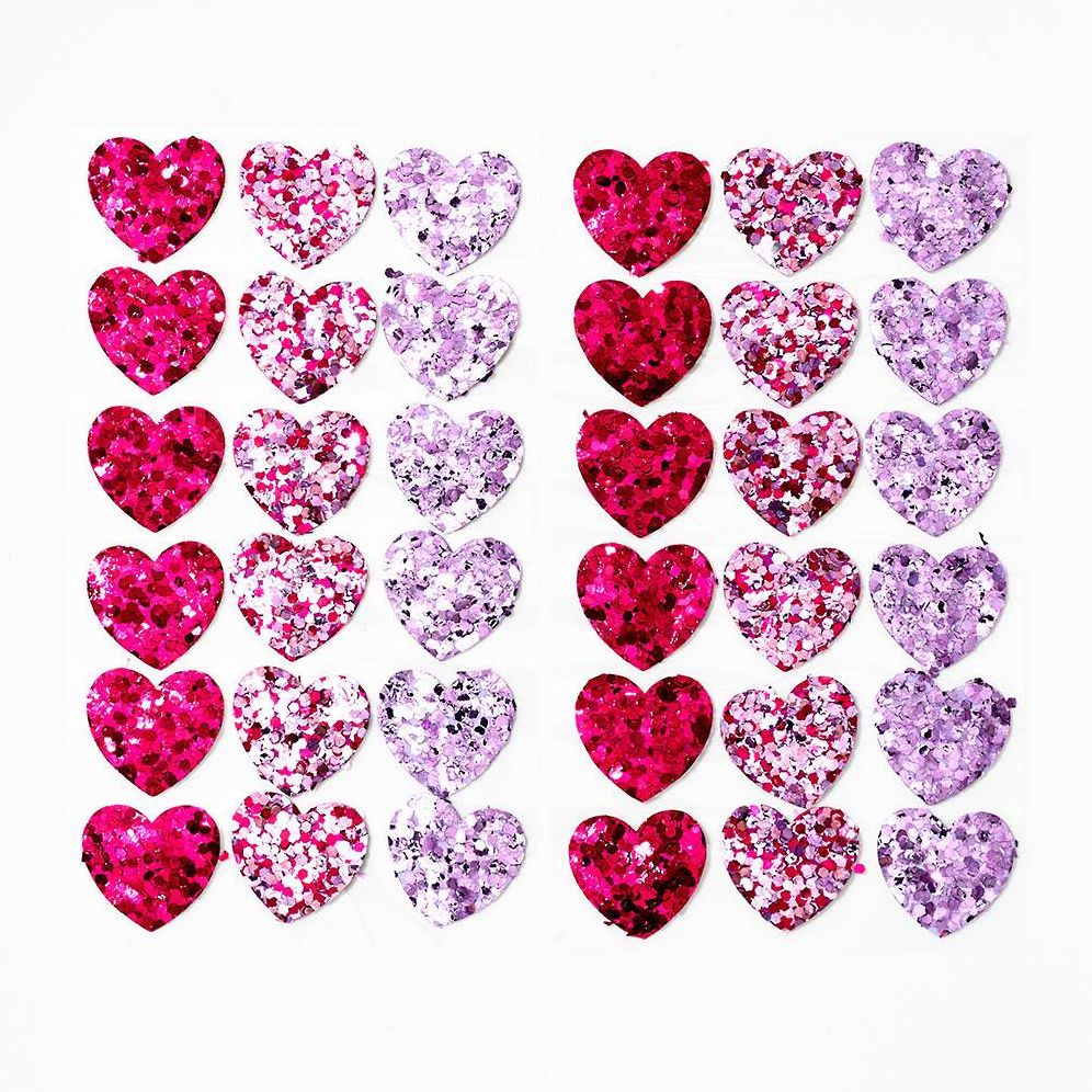Pastel Glitter Heart Stickers