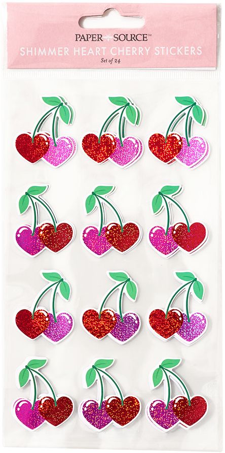 Shimmer Heart Cherry Stickers