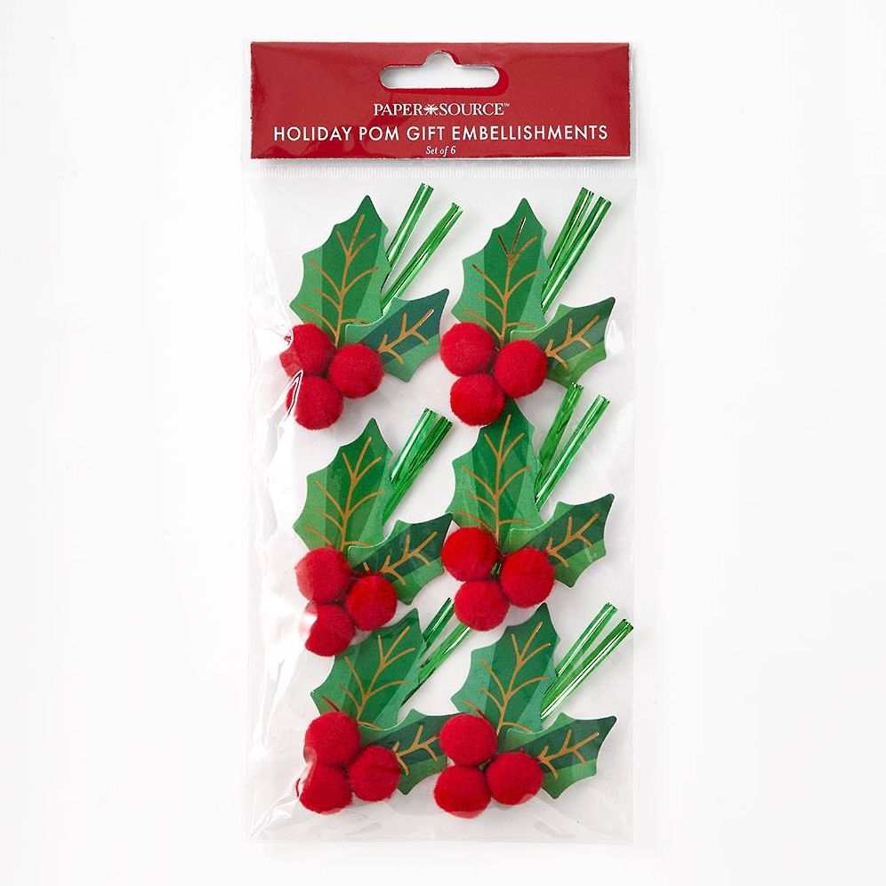 Holly Pom Gift Embellishments