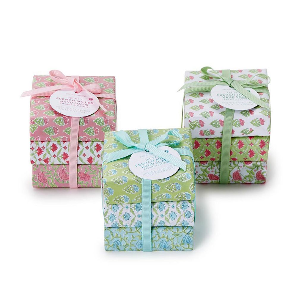 Floral Block Print Wrapped Soap Set of 3 - Assorted