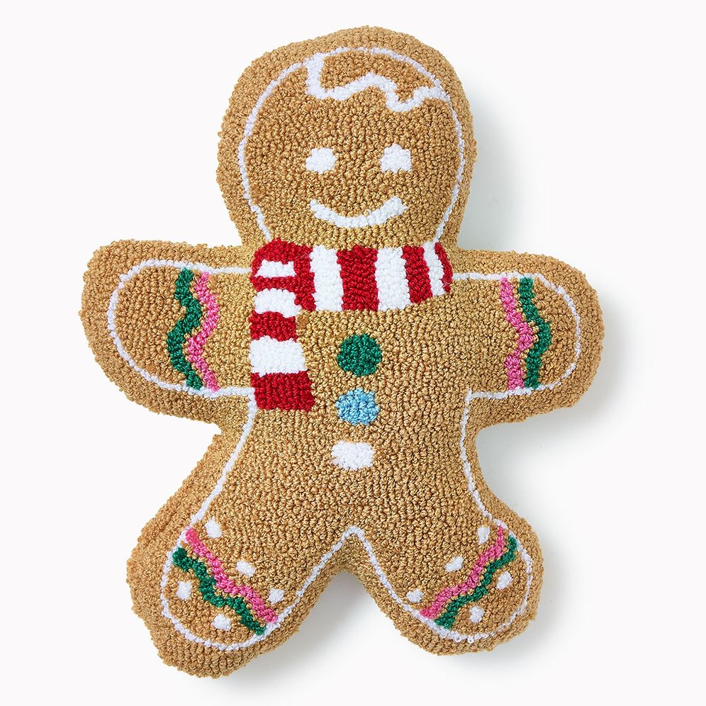 Gingerbread Man Hooked Pillow