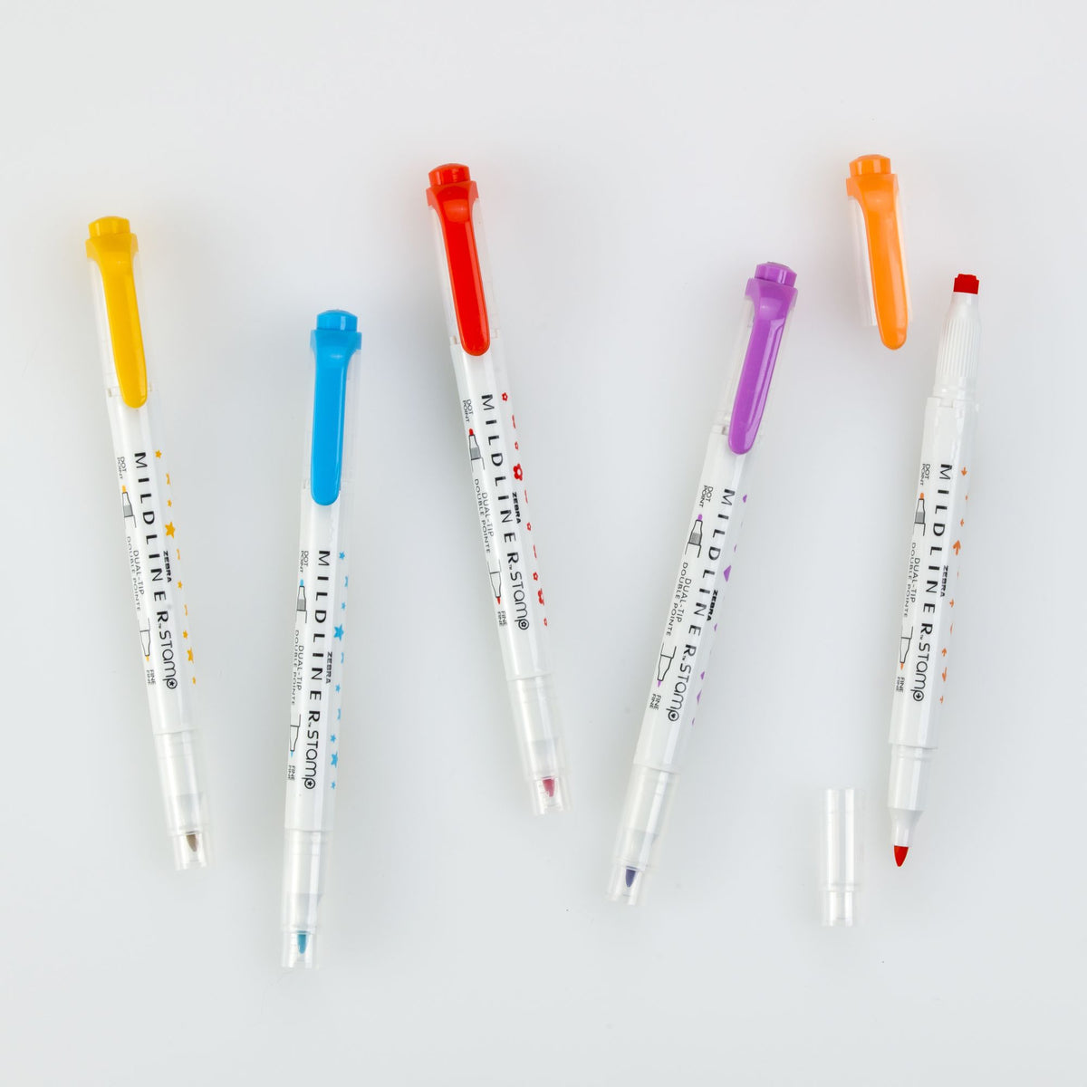 Mildliner Dual-tip Stamp Markers Set of 5
