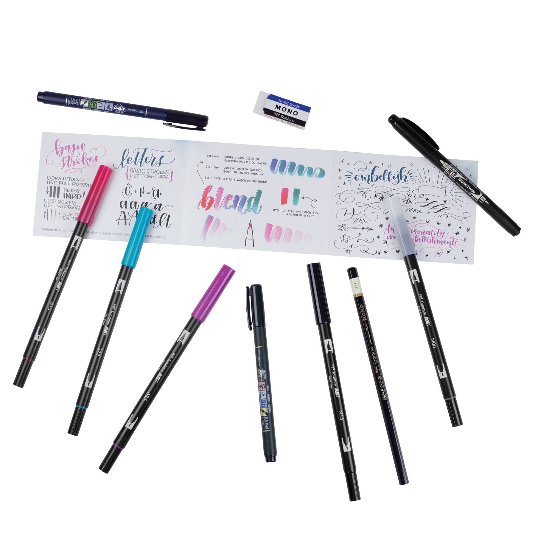 Tombow Lettering in Color Set Updated Palette with Dual Brush Pens and Hand Lettering Tools