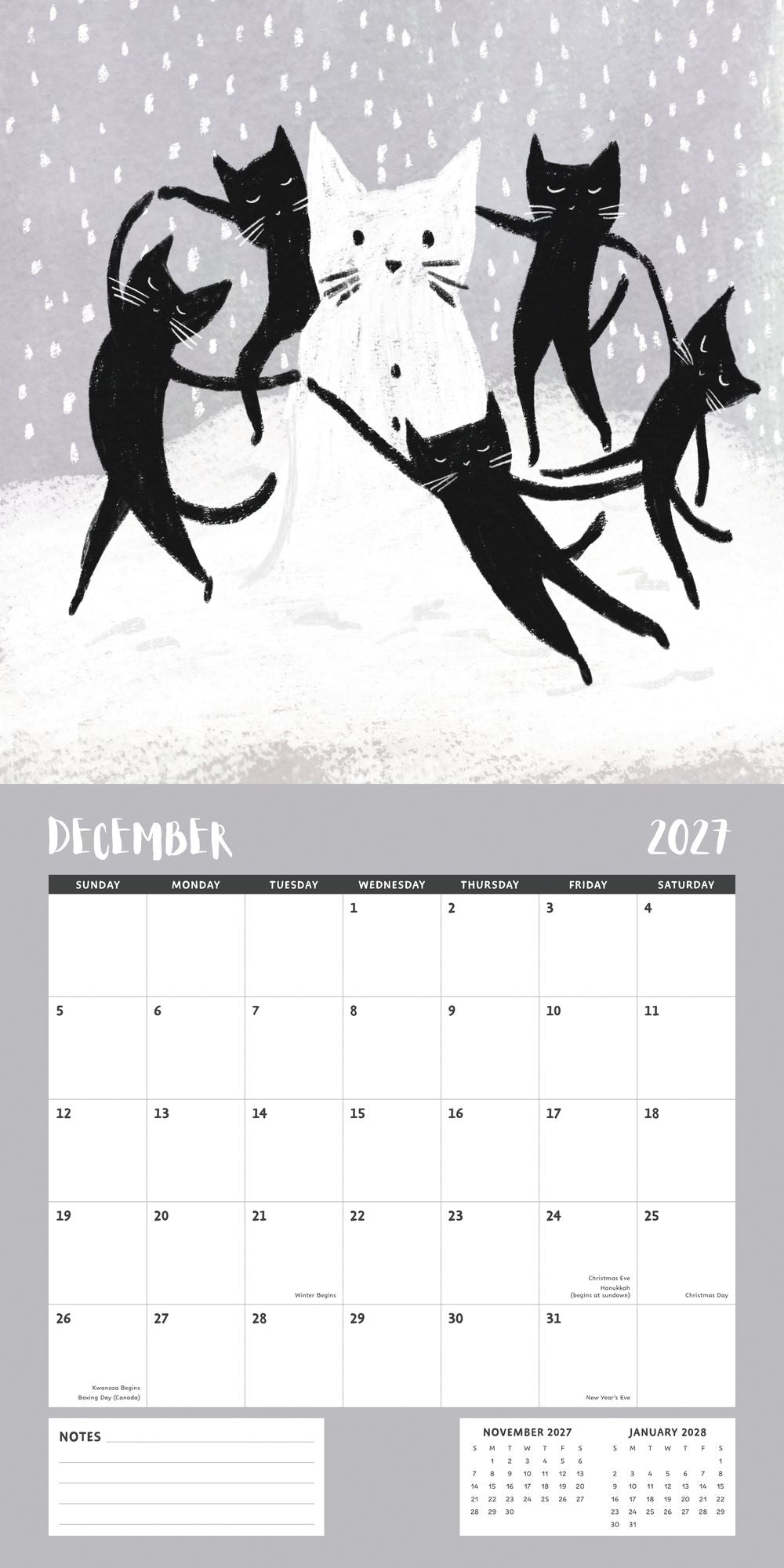 2027 Wall Calendar - Niaski Cats