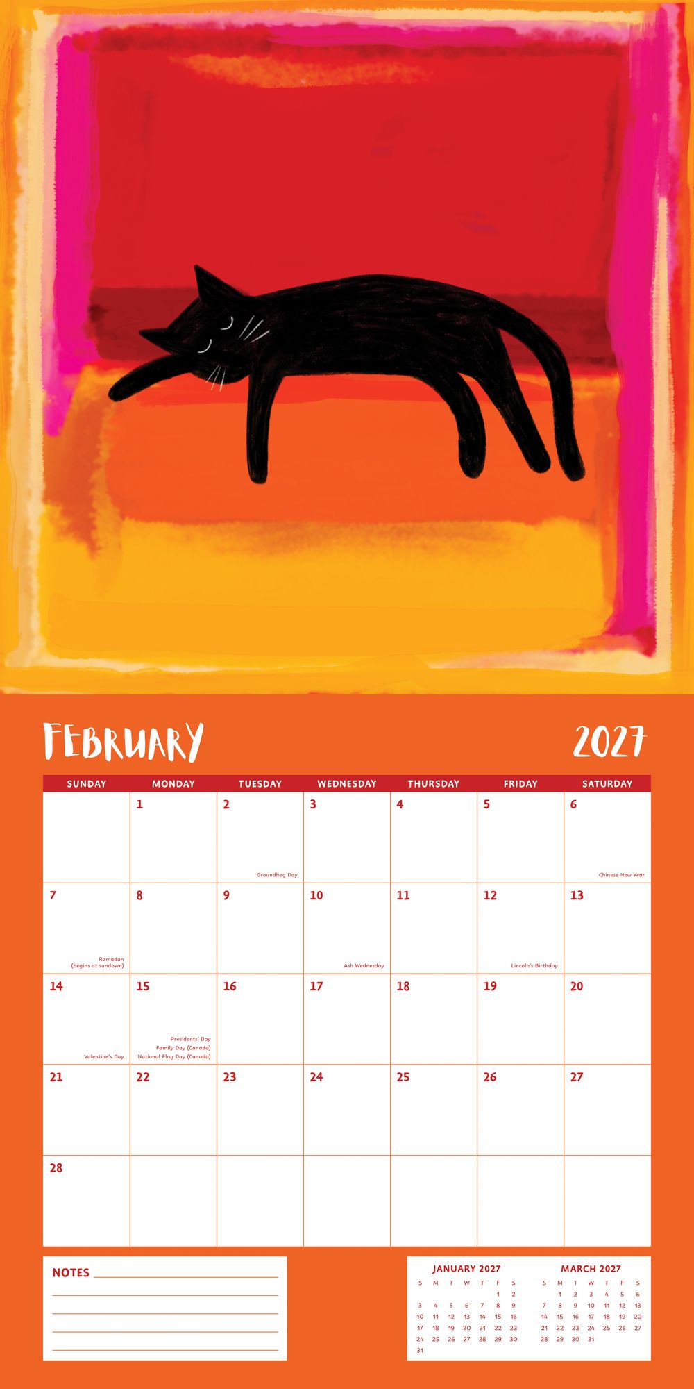 2027 Wall Calendar - Niaski Cats