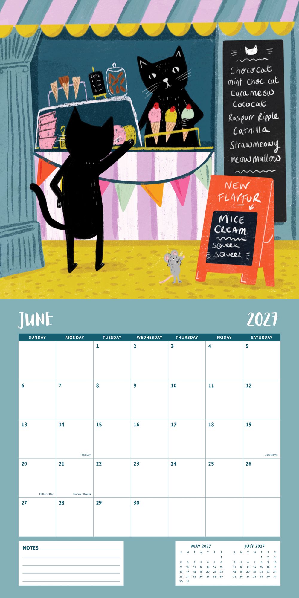 2027 Wall Calendar - Niaski Cats