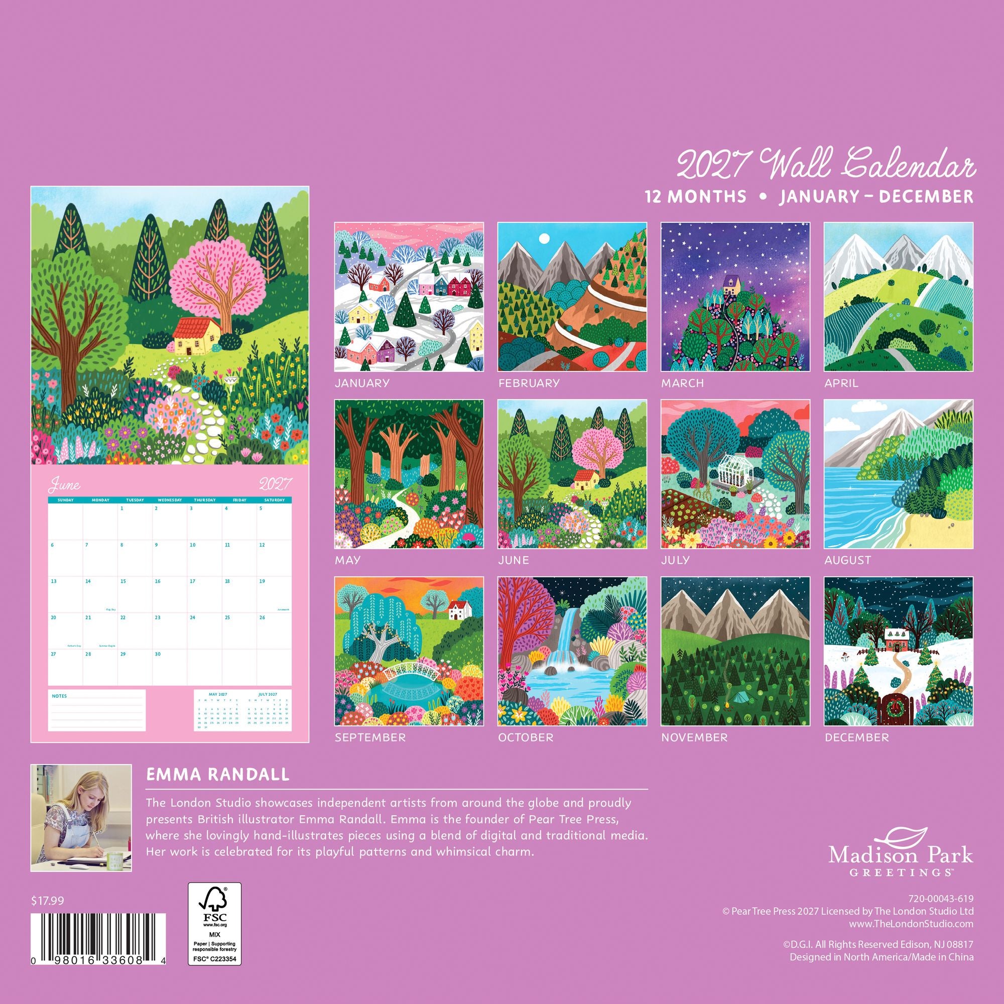 2027 Wall Calendar - Enchanted Wildscapes - Pear Tree Press