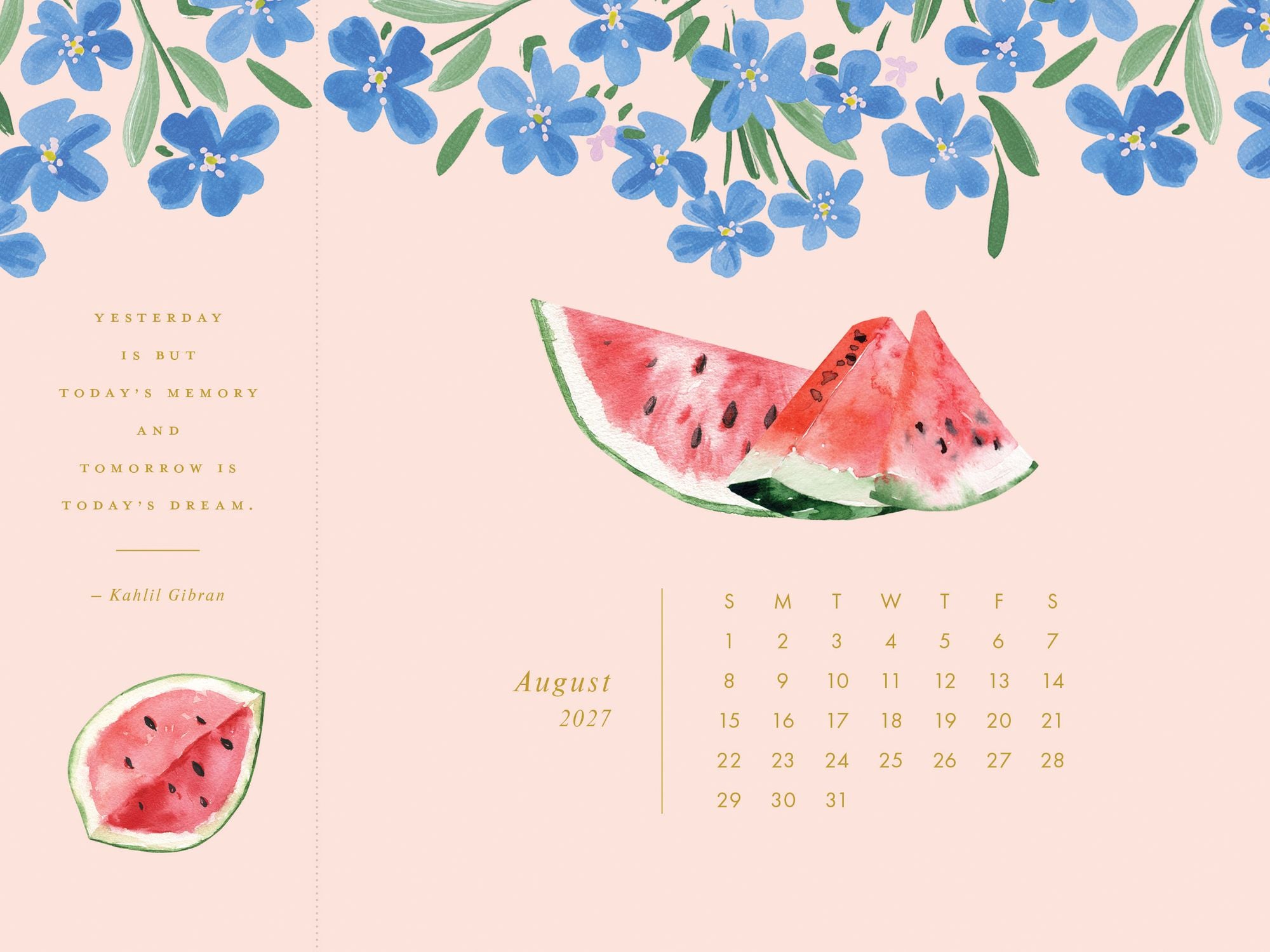 2027 Desk Calendar - Detachable Bookmark Format Bookmark Calendar