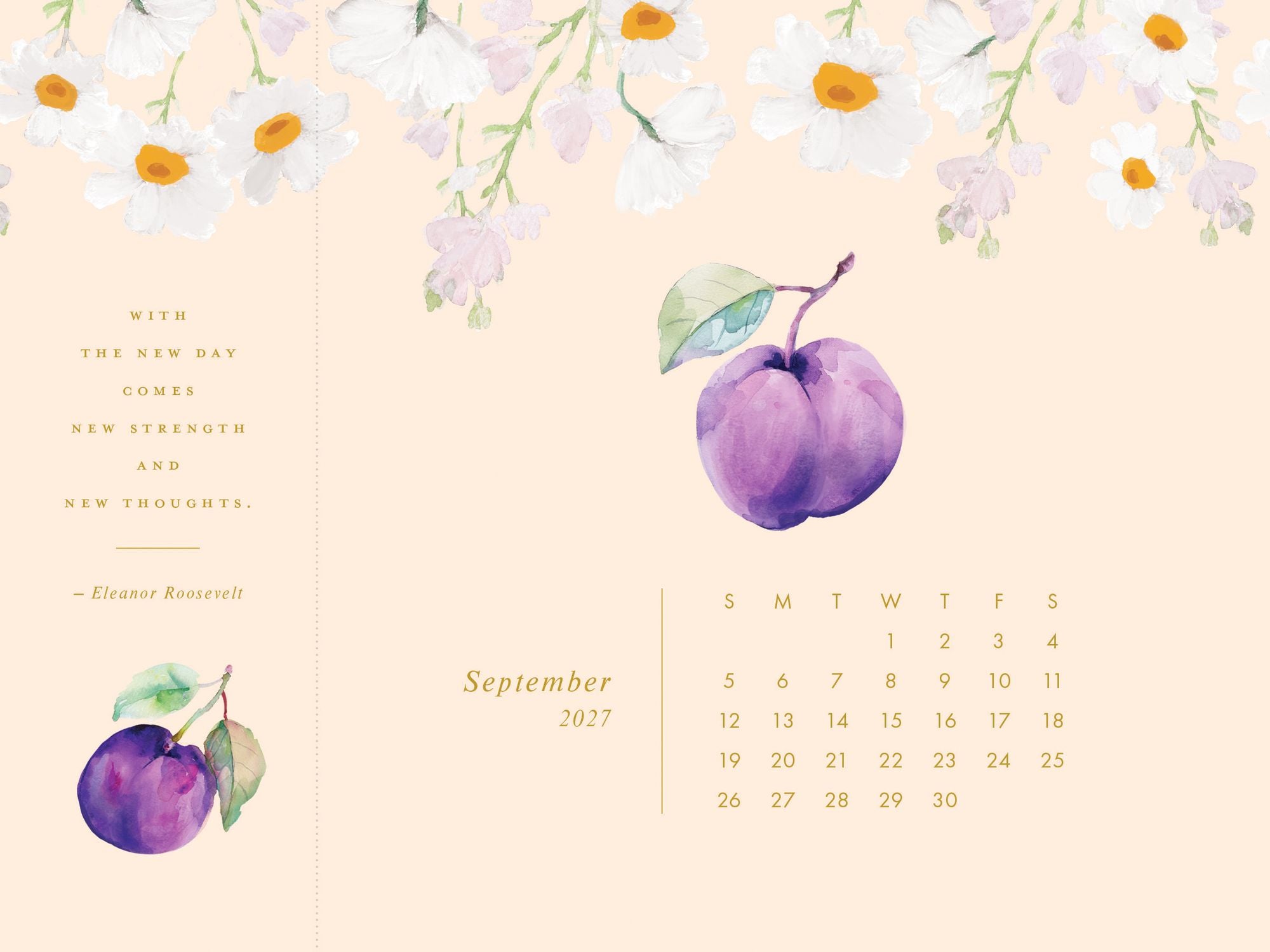 2027 Desk Calendar - Detachable Bookmark Format Bookmark Calendar