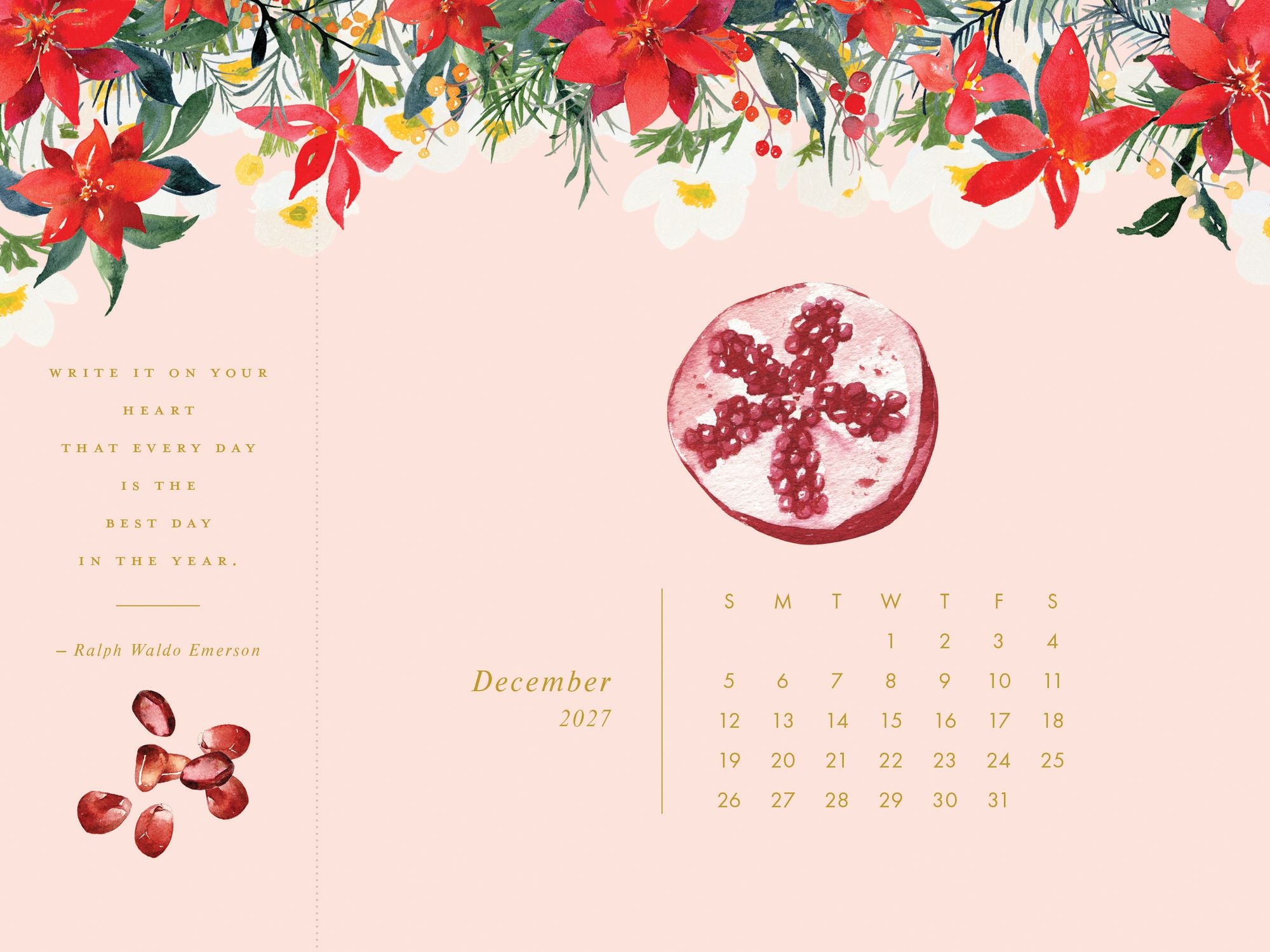 2027 Desk Calendar - Detachable Bookmark Format Bookmark Calendar
