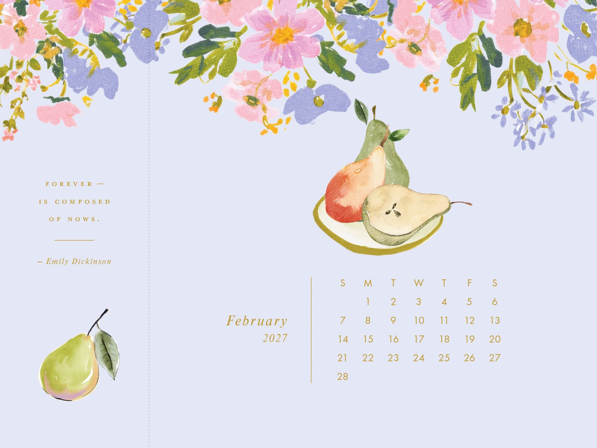2027 Desk Calendar - Detachable Bookmark Format Bookmark Calendar