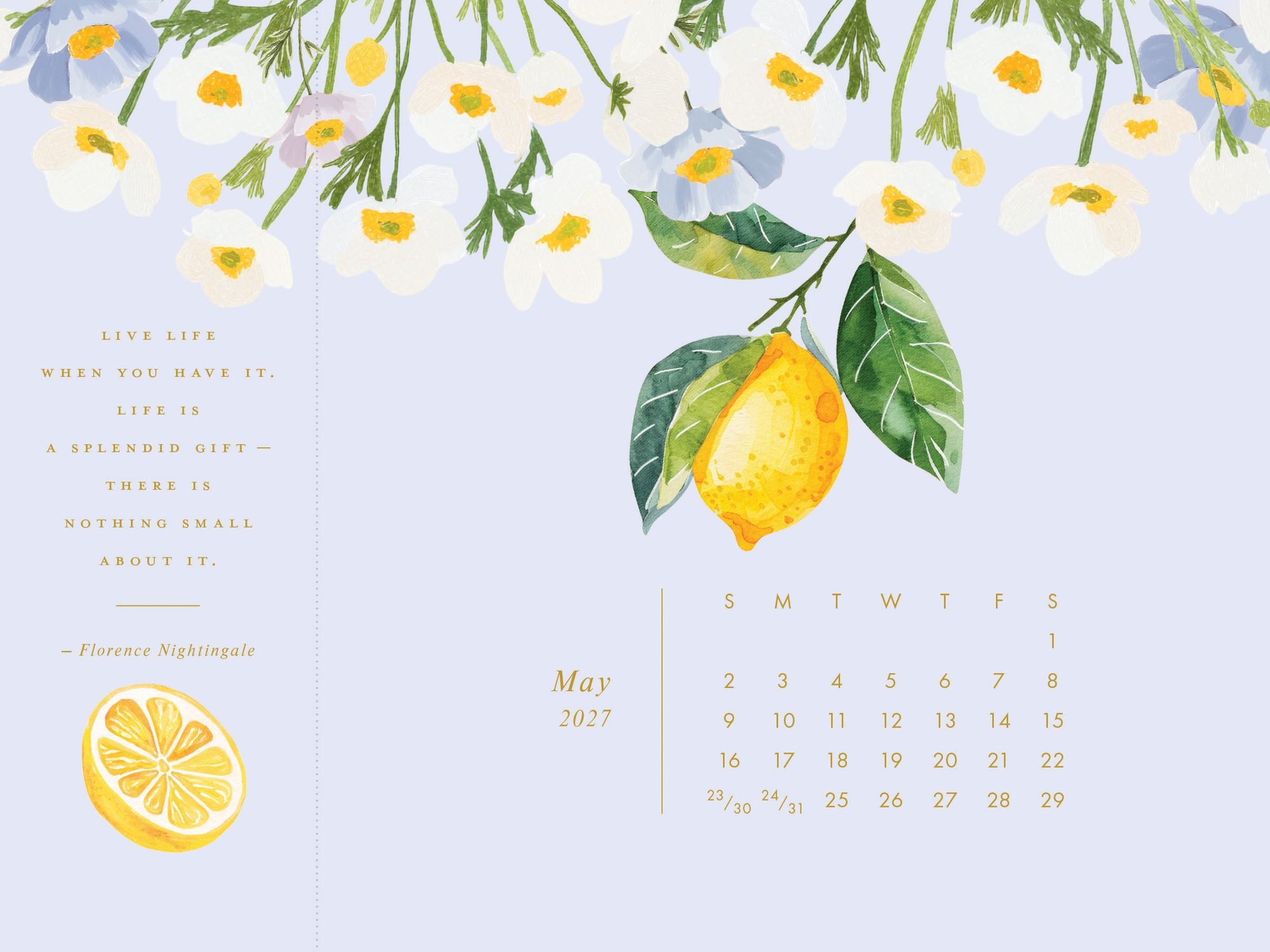 2027 Desk Calendar - Detachable Bookmark Format Bookmark Calendar