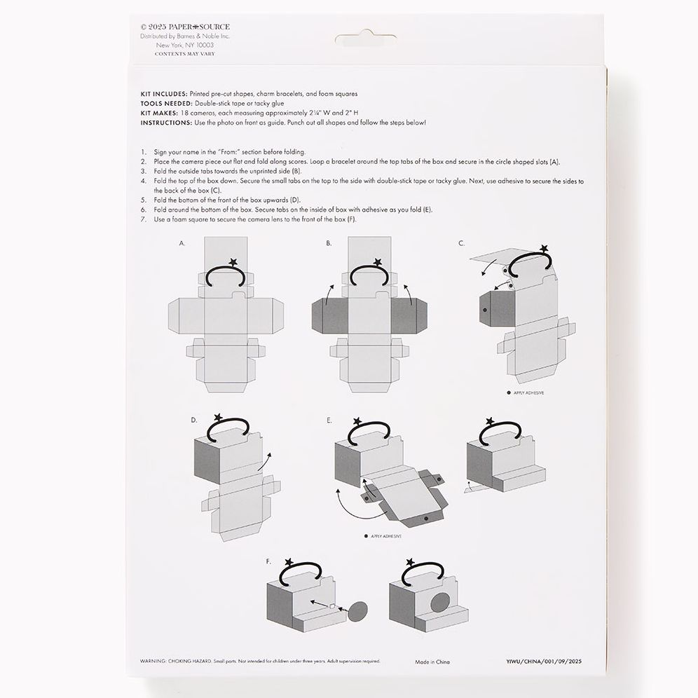 Camera Friendship Bracelet Valentine Card Kit