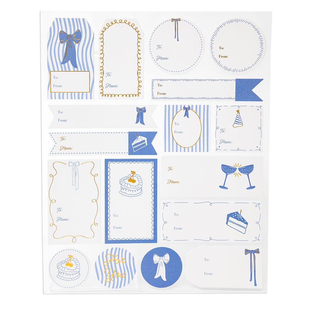 Blue Bow Gift Labels