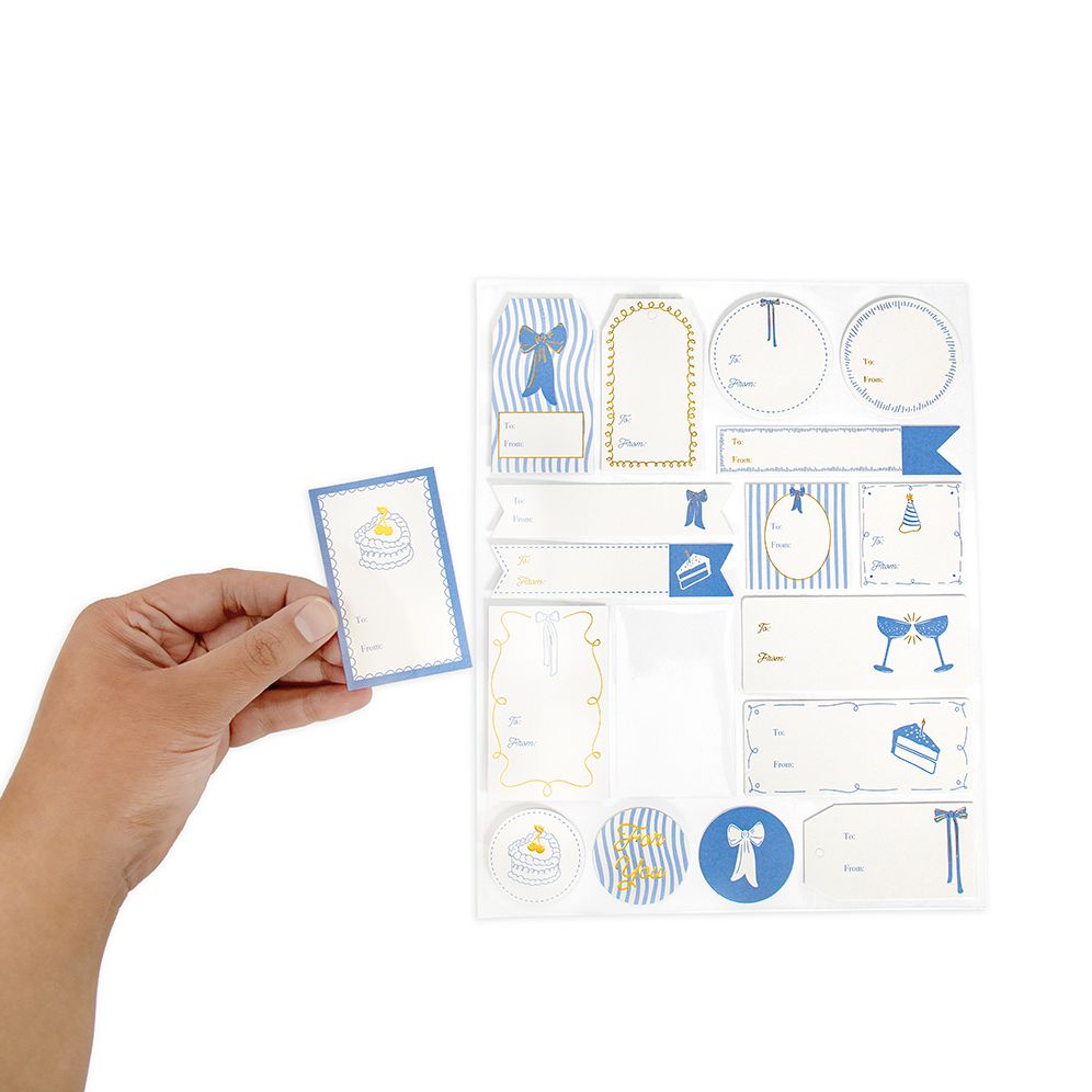 Blue Bow Gift Labels