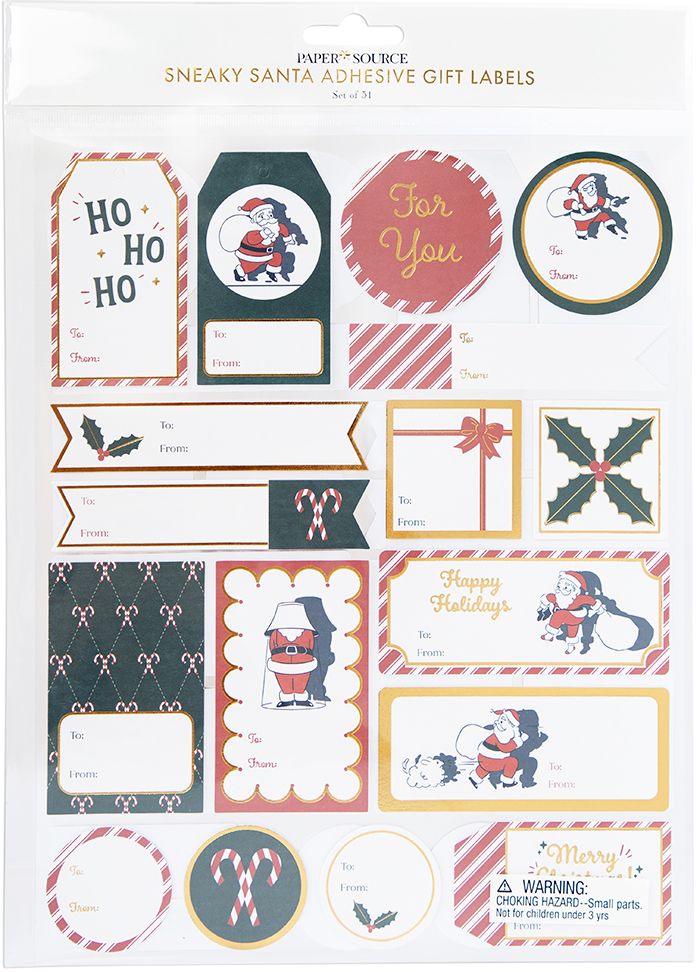 Sneaky Santa Adhesive Gift Labels