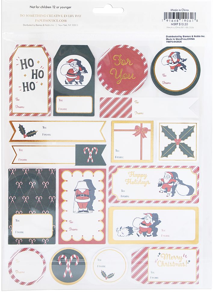 Sneaky Santa Adhesive Gift Labels