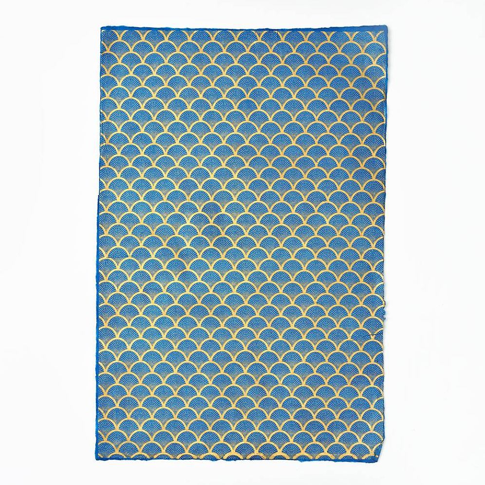 Gold & Blue Scallop Handmade Paper
