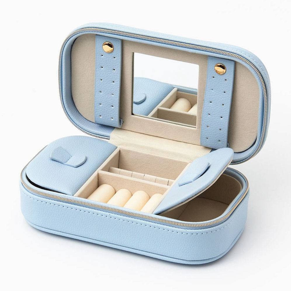 Light Blue Vegan Leather Jewelry Box | Paper Source