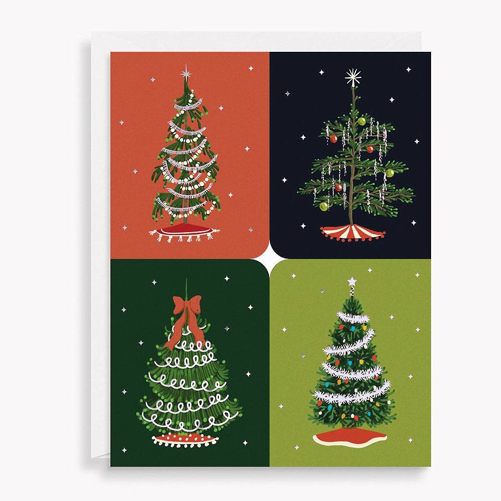 Modern Block Trees Holiday Card