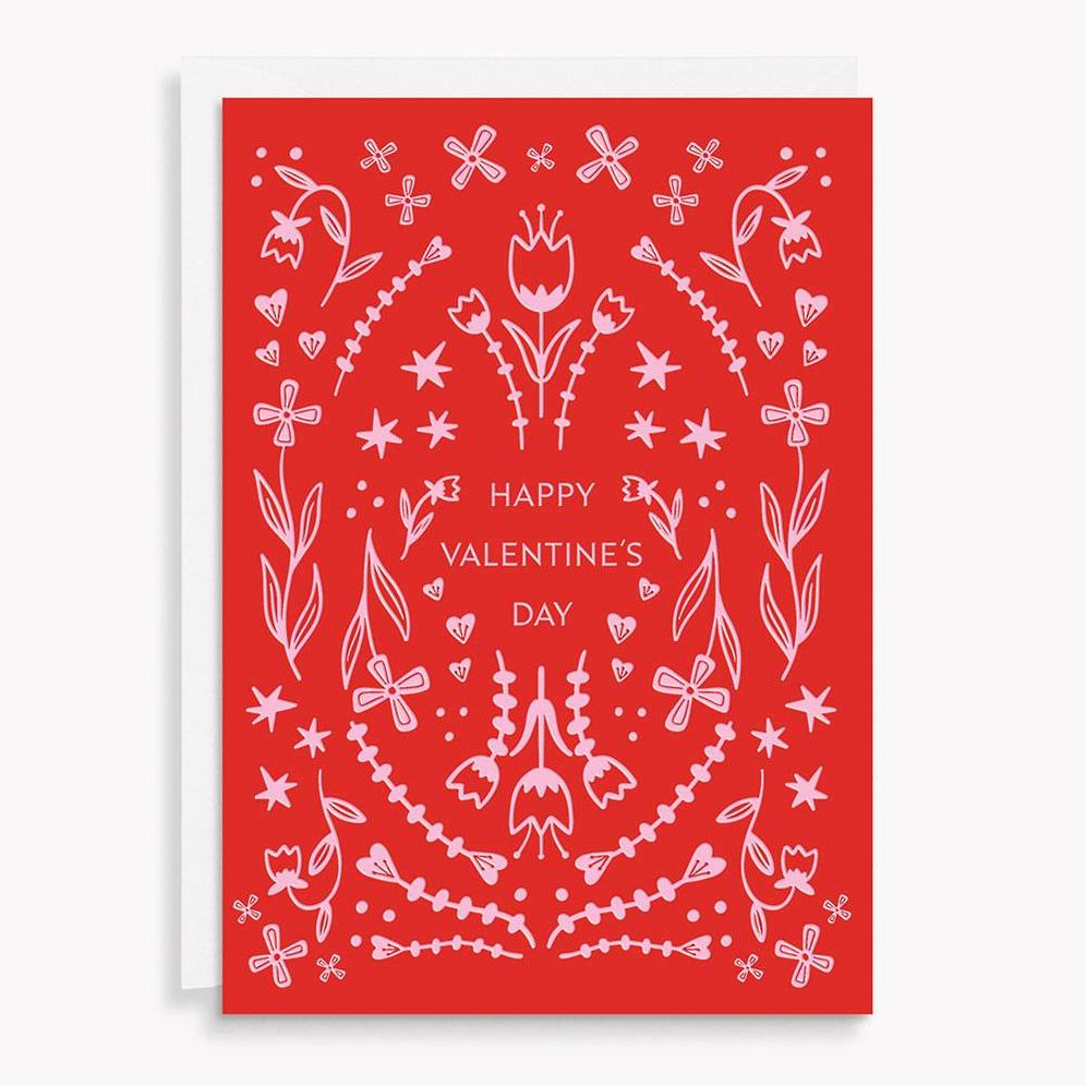 Folk Art Valentine's Day Card
