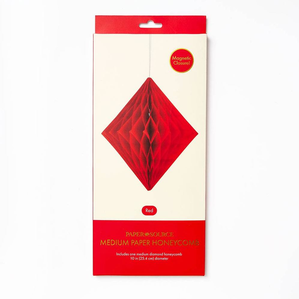 Diamond Paper Honeycomb Ball,Red,Medium, 10inches