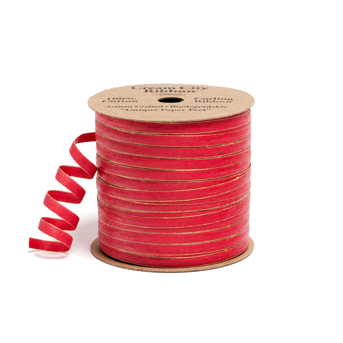Skinny Red & Gold Cotton Ribbon | Paper Source