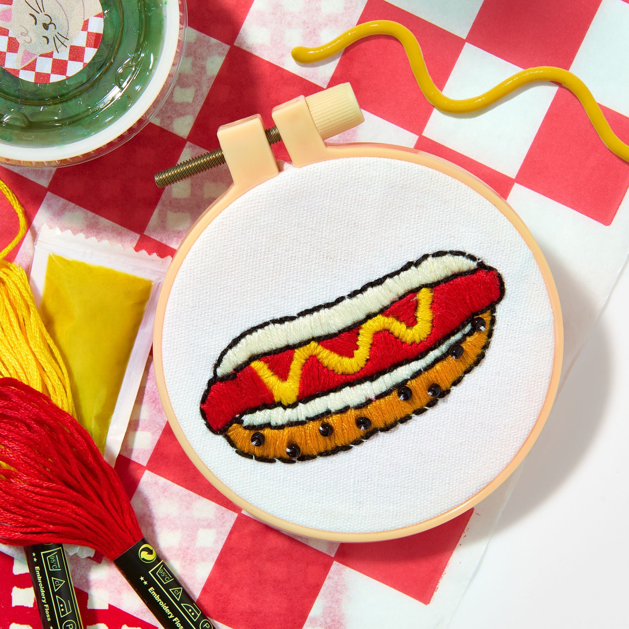 Hot Dog Embroidery Kit