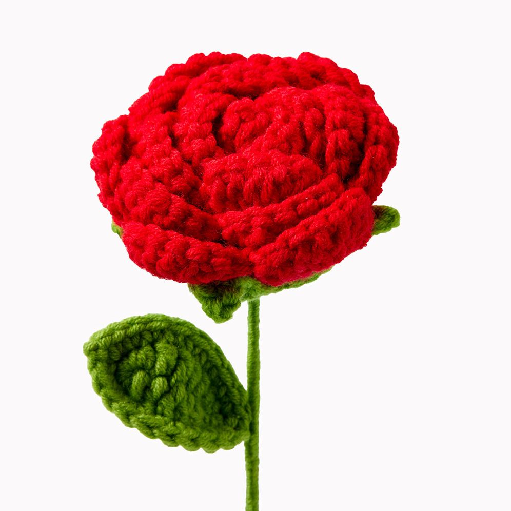 Red Rose Crochet Flower