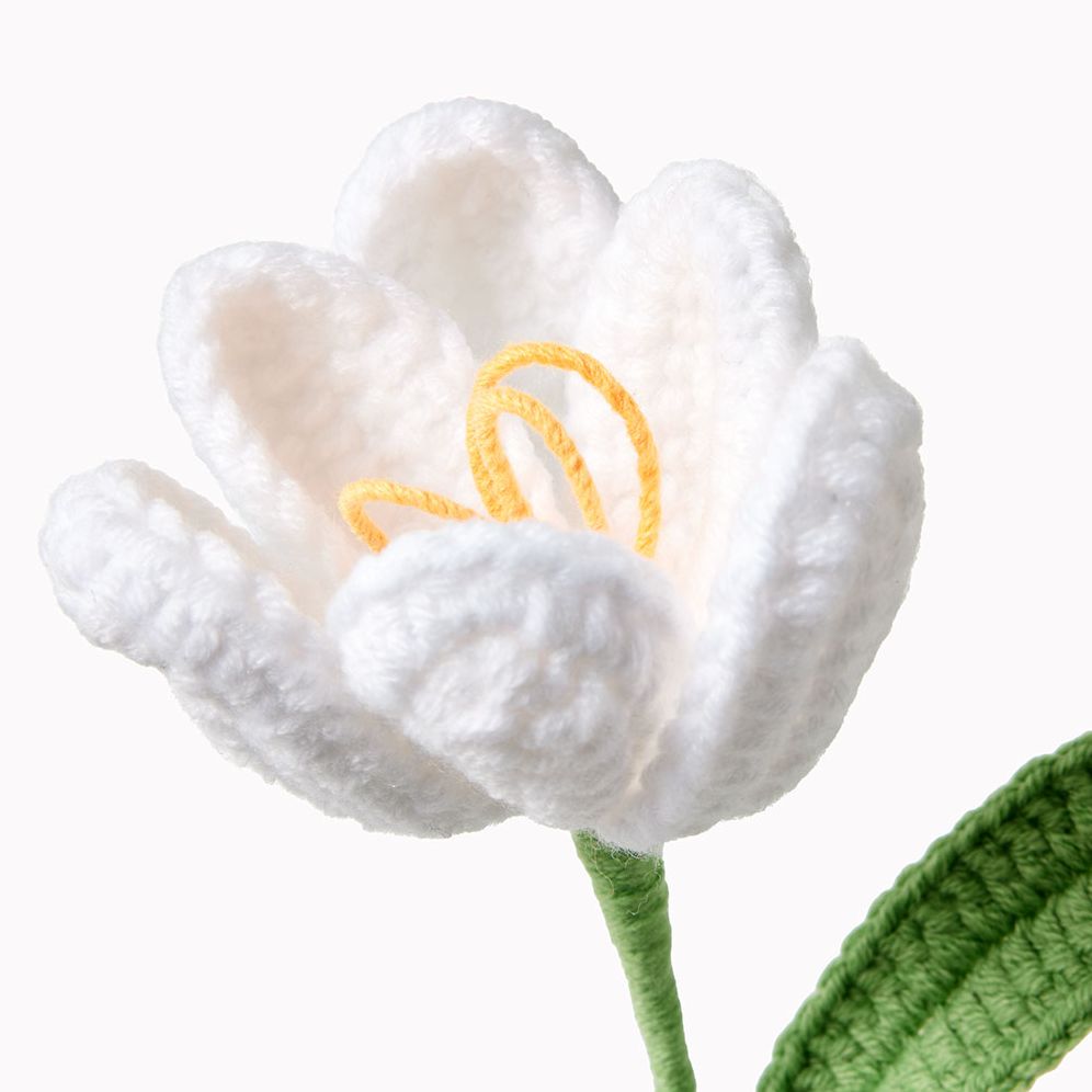 White Tulip Crochet Flower