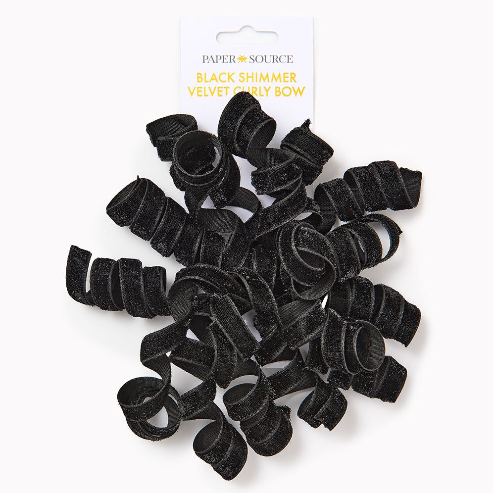 Black Shimmer Velvet Curly Bow
