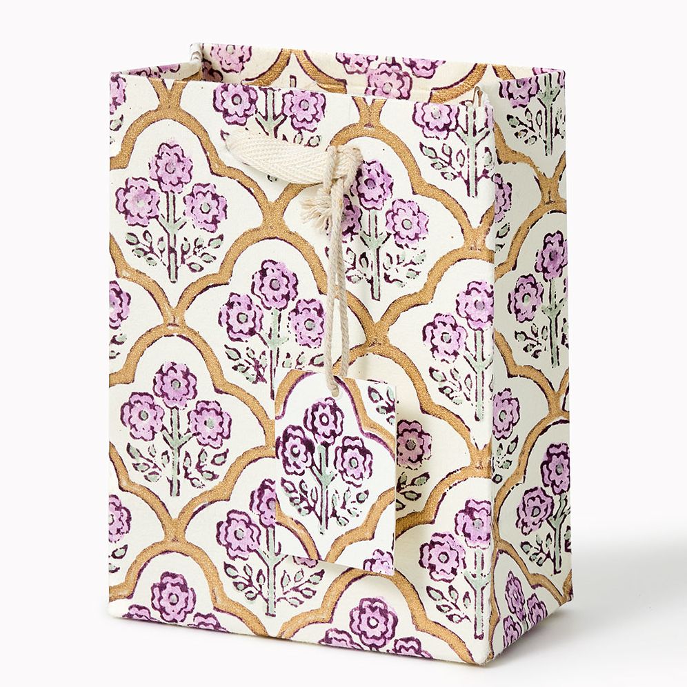 Trellis Lavender Block Printed Small Gift Bag