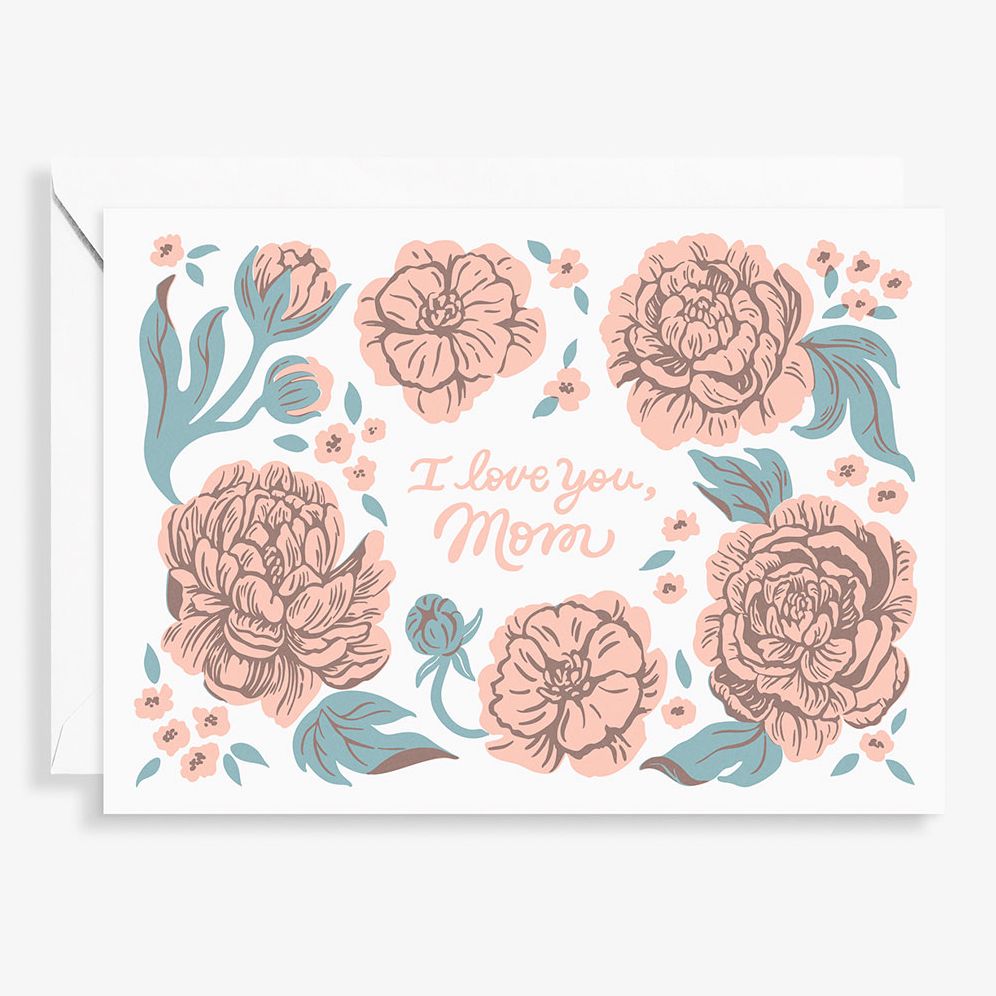 Peonies Letterpress Mother's Day Card